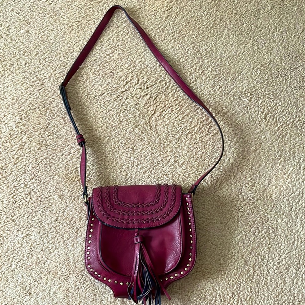 Maroon Leather cross body purse